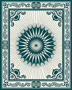 Deep Teal Starburst Sunburst Medallion Rug