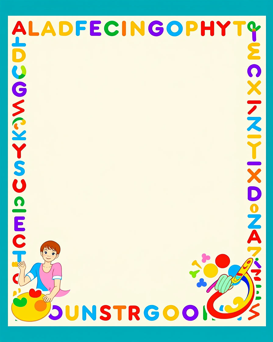 Color Alphabet Border Art Rug