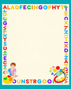 Color Alphabet Border Art Rug