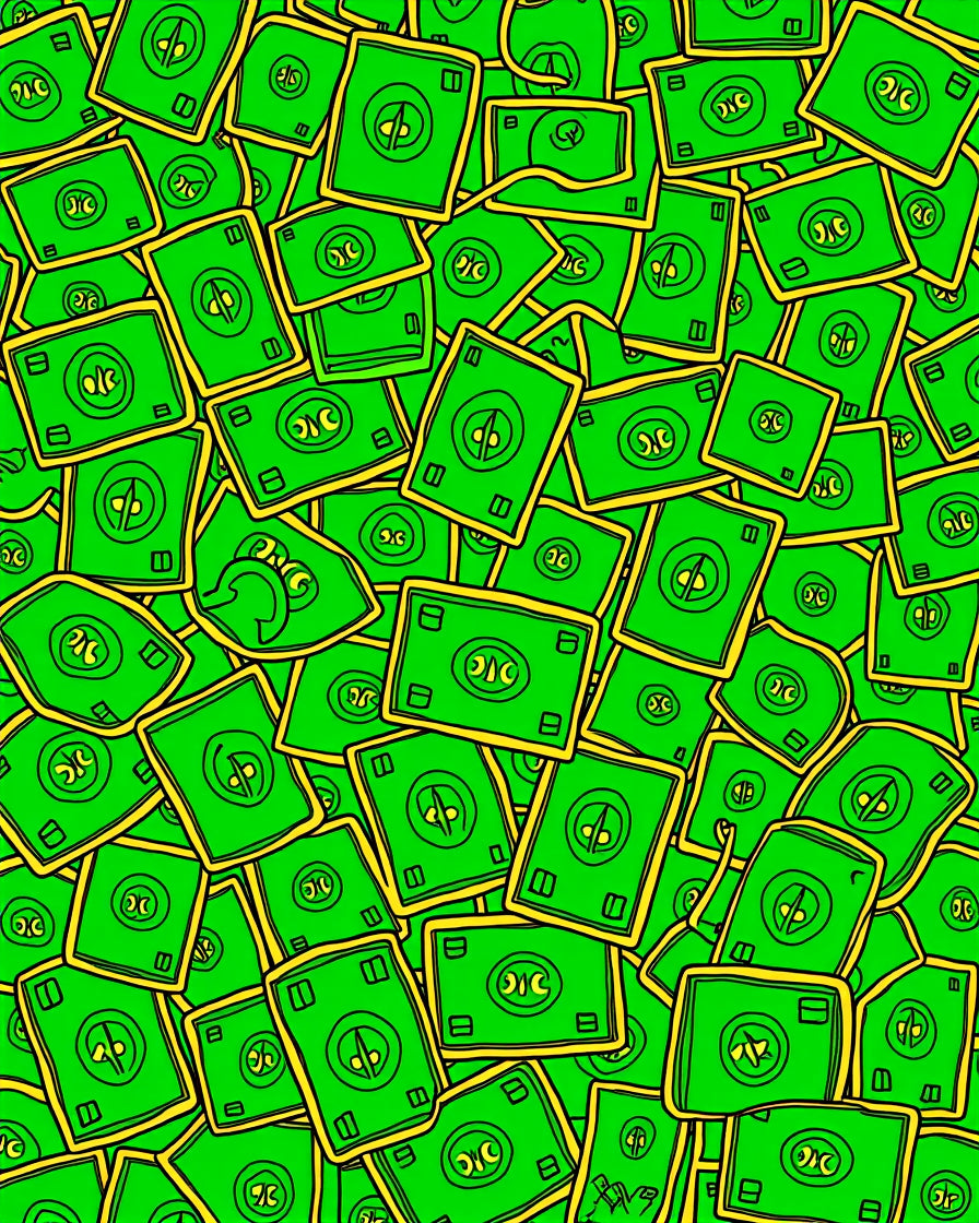 Green Wavy Money Pattern Rug