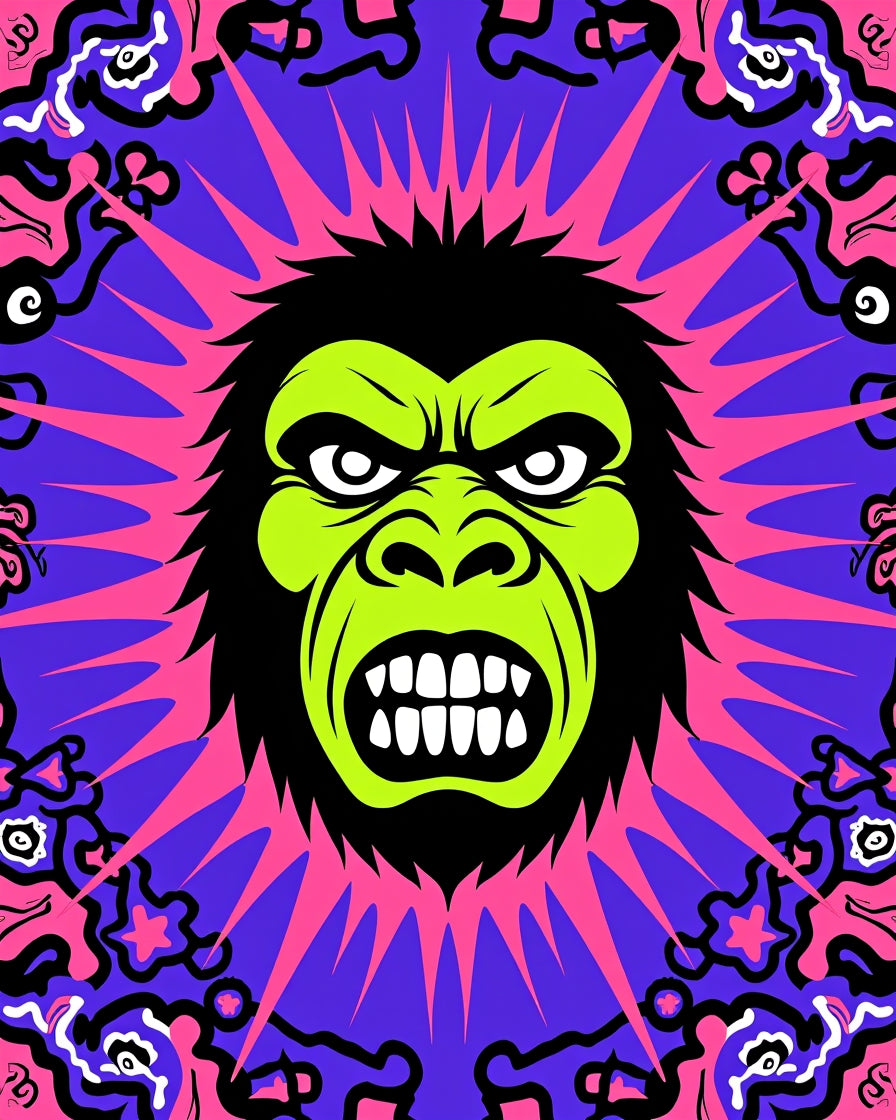 Fierce Lime Gorilla Starburst Swirl Rug