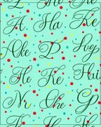Aqua Script Typo Confetti Rug