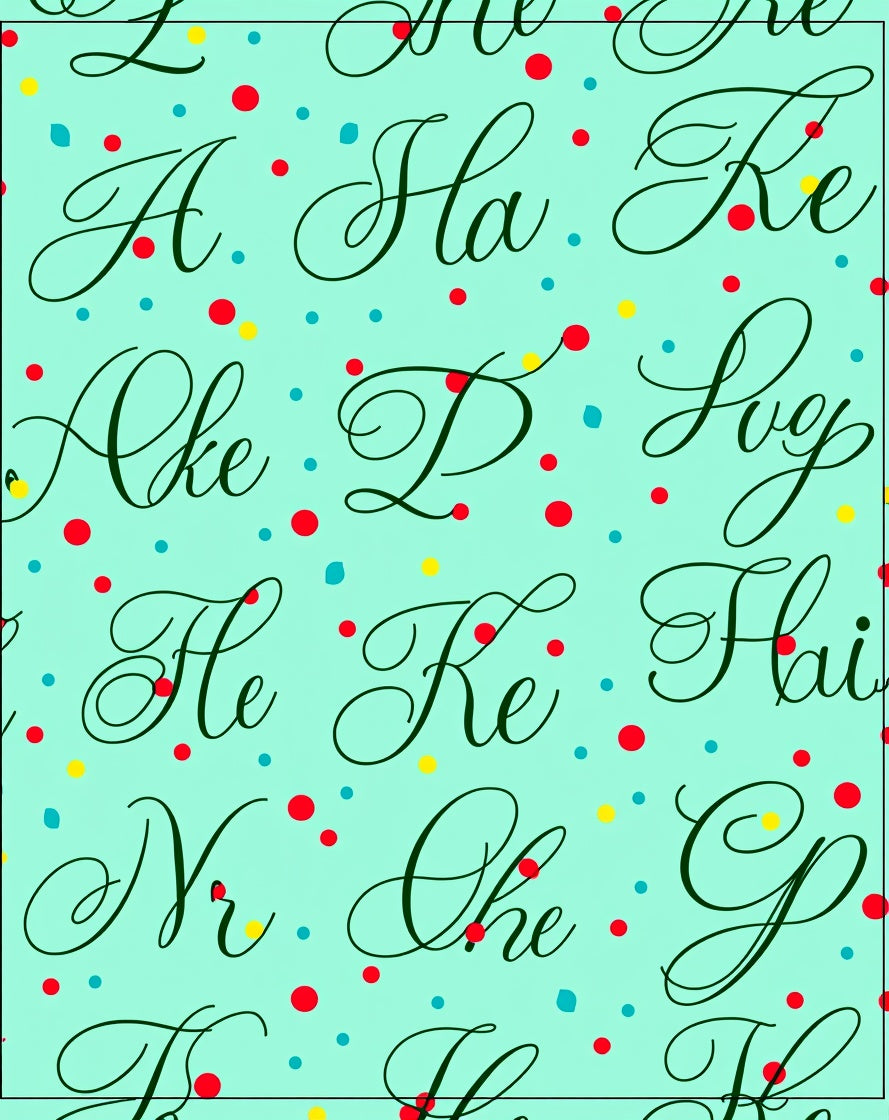 Aqua Script Typo Confetti Rug