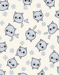 Charming Gray Kitty Flowers Cream Rug