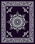 Deep Indigo White Floral Mandala Border Rug