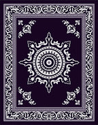 Deep Indigo White Floral Mandala Border Rug