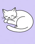 White Sleeping Cat Lavender Background Rug