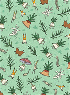 Whimsical Green Whimsical Character Garden Rug