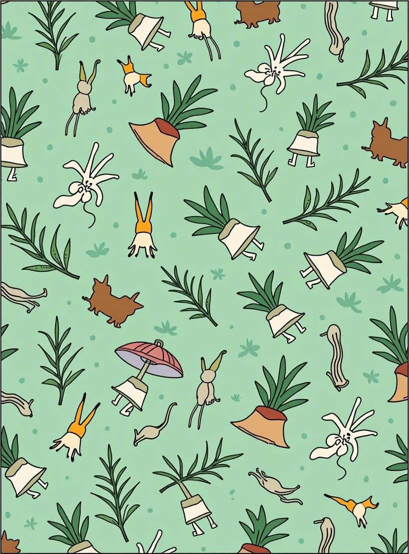 Whimsical Green Whimsical Character Garden Rug
