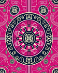 Vibrant Pink Geometric Medallion Circular Rug