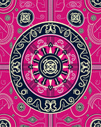 Vibrant Pink Geometric Medallion Circular Rug