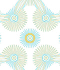 Sky Blue Yellow Sunburst Medallion Rug