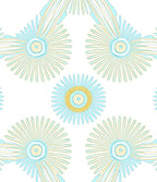 Sky Blue Yellow Sunburst Medallion Rug