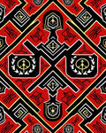 Bold Red Black Geometric Tribal Medallion Rug