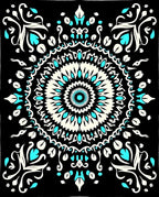 Black Turquoise Cream Mandala Medallion Rug