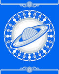Deep Blue Saturn Ring Mandala Rug