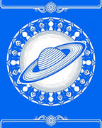 Deep Blue Saturn Ring Mandala Rug