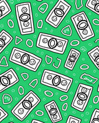 Vibrant Green Money Bills Scattered Rug