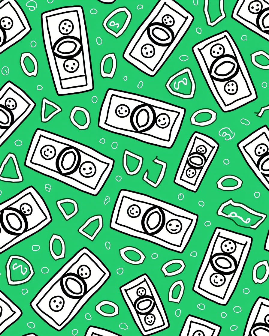 Vibrant Green Money Bills Scattered Rug