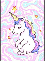 Pastel Unicorn With Colorful Starry Background Rug