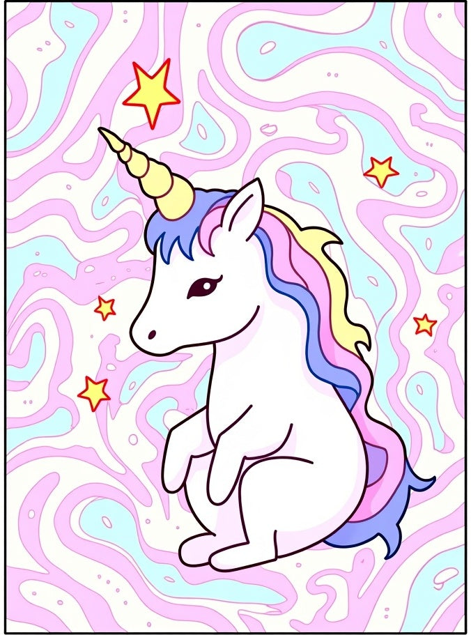 Pastel Unicorn With Colorful Starry Background Rug