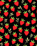 Juicy Strawberry Black Background Repeating Pattern Rug