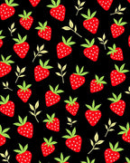 Juicy Strawberry Black Background Repeating Pattern Rug
