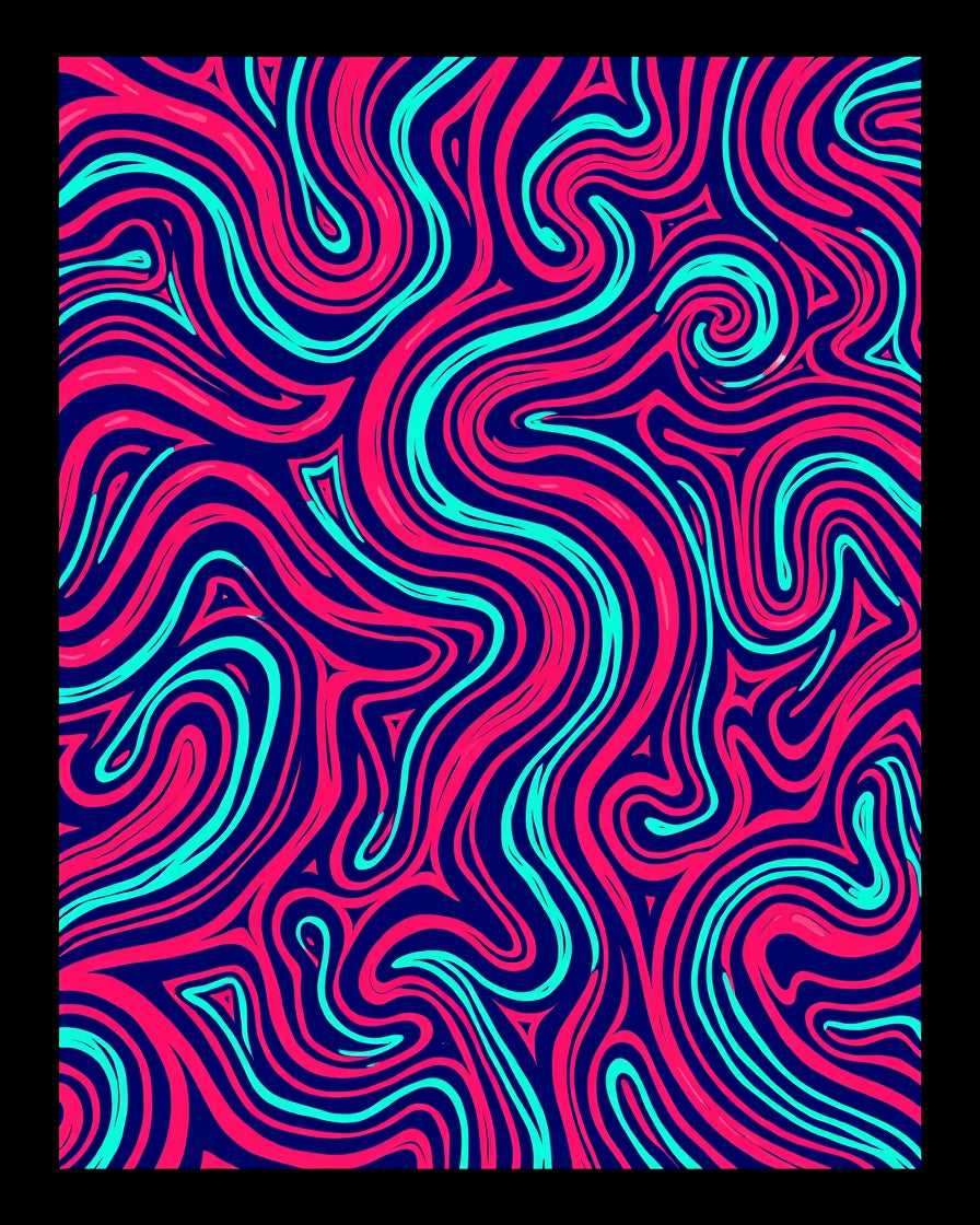 Bold Pink Teal Swirl Abstract Rug