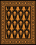Art Deco Orange Floral Inlay Rug