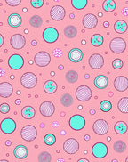 Whimsical Pink Teal Scattered Circles Rug