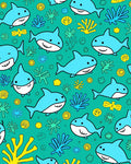 Cute Blue Sharks Under The Sea Rug