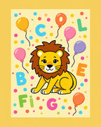 Cute Lion Balloons Confetti Fun Rug
