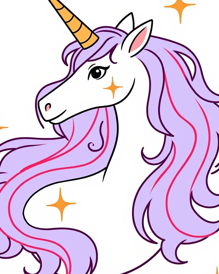 Lavender Unicorn With Golden Starbursts Rug