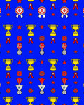 Golden Trophies Red Stars Medals Rug