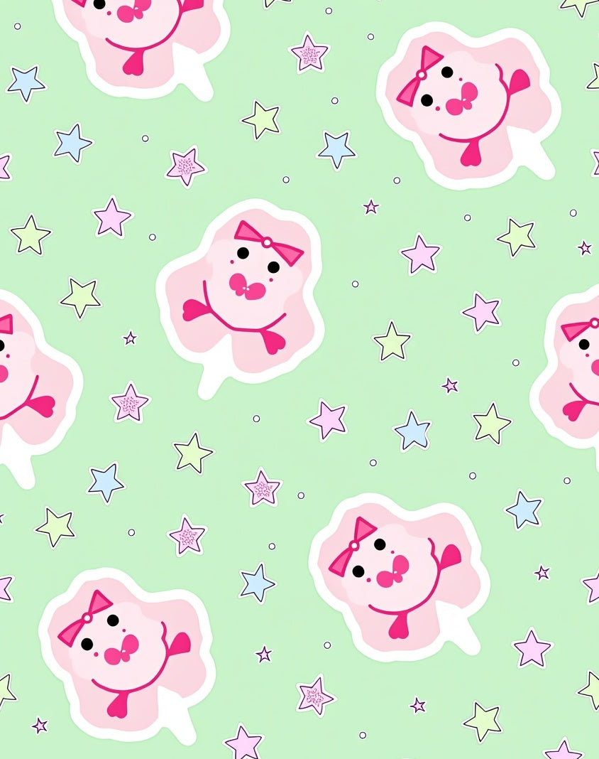 Cute Pink Cotton Candy Stars Rug