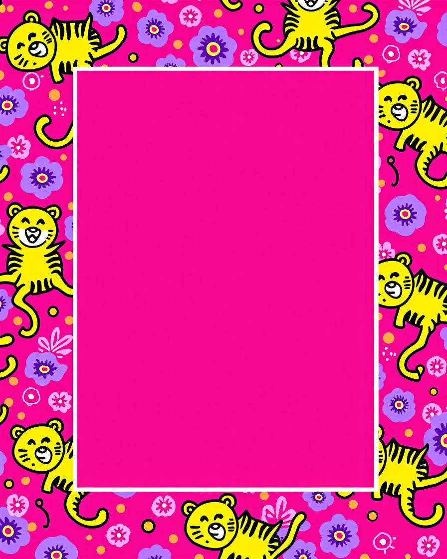 Pink Tiger Flower Garden Border Rug