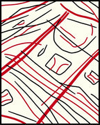Red Black Abstract Scribble Lines Rug