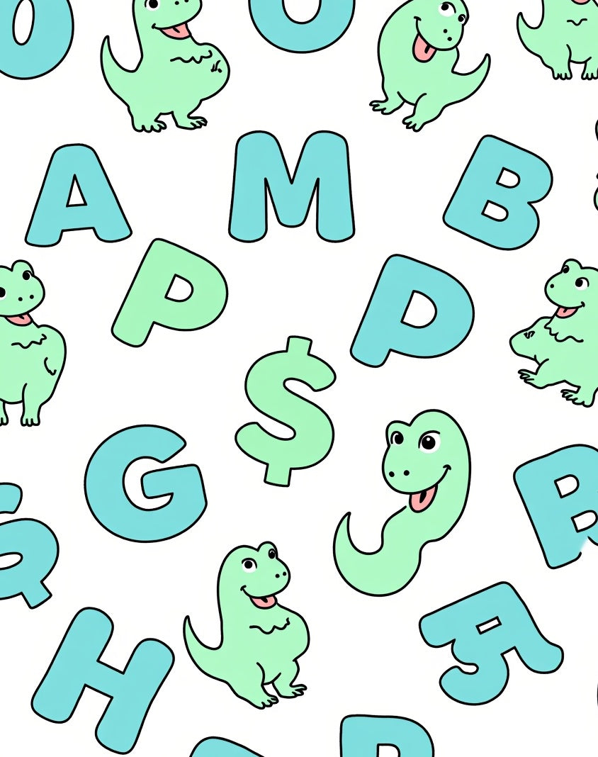 Cute Dinosaurs and Alphabet Letters Rug
