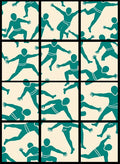 Teal Dancers Scattered Cream Field Rug