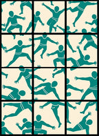 Teal Dancers Scattered Cream Field Rug