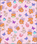 Playful Orange Bunnies Blue Butterflies Pink Hearts Rug