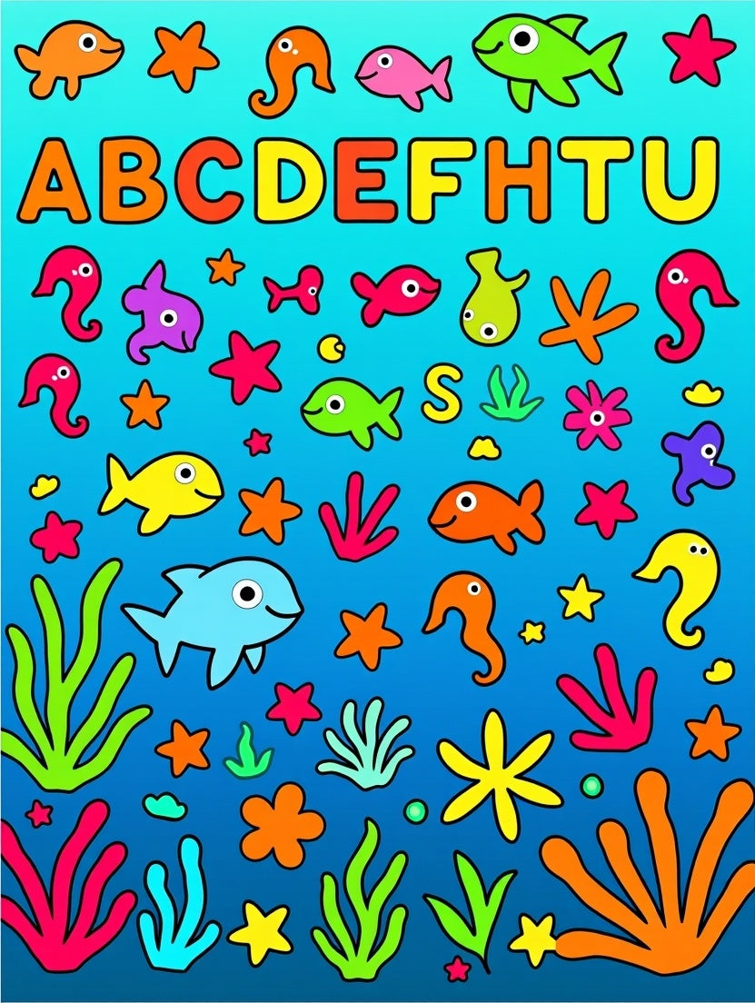 Colorful Underwater Alphabet Friends Aquatic Play Rug