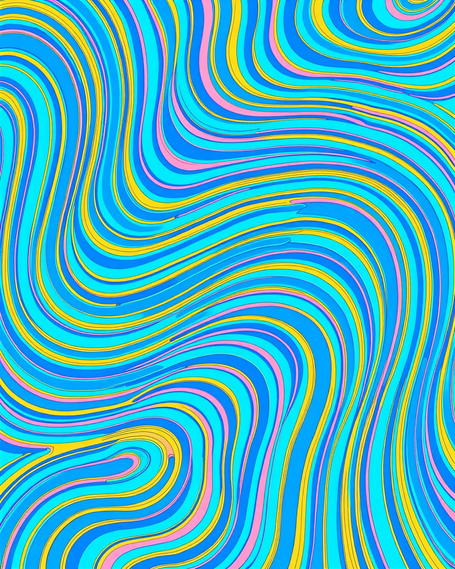 Groovy Aqua Pink Swirl Waves Rug