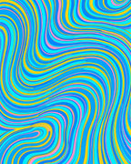Groovy Aqua Pink Swirl Waves Rug