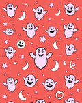 Whimsical Pink Ghost Starry Moon Night Rug