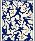 Navy Blue Baseball Players Action Rug