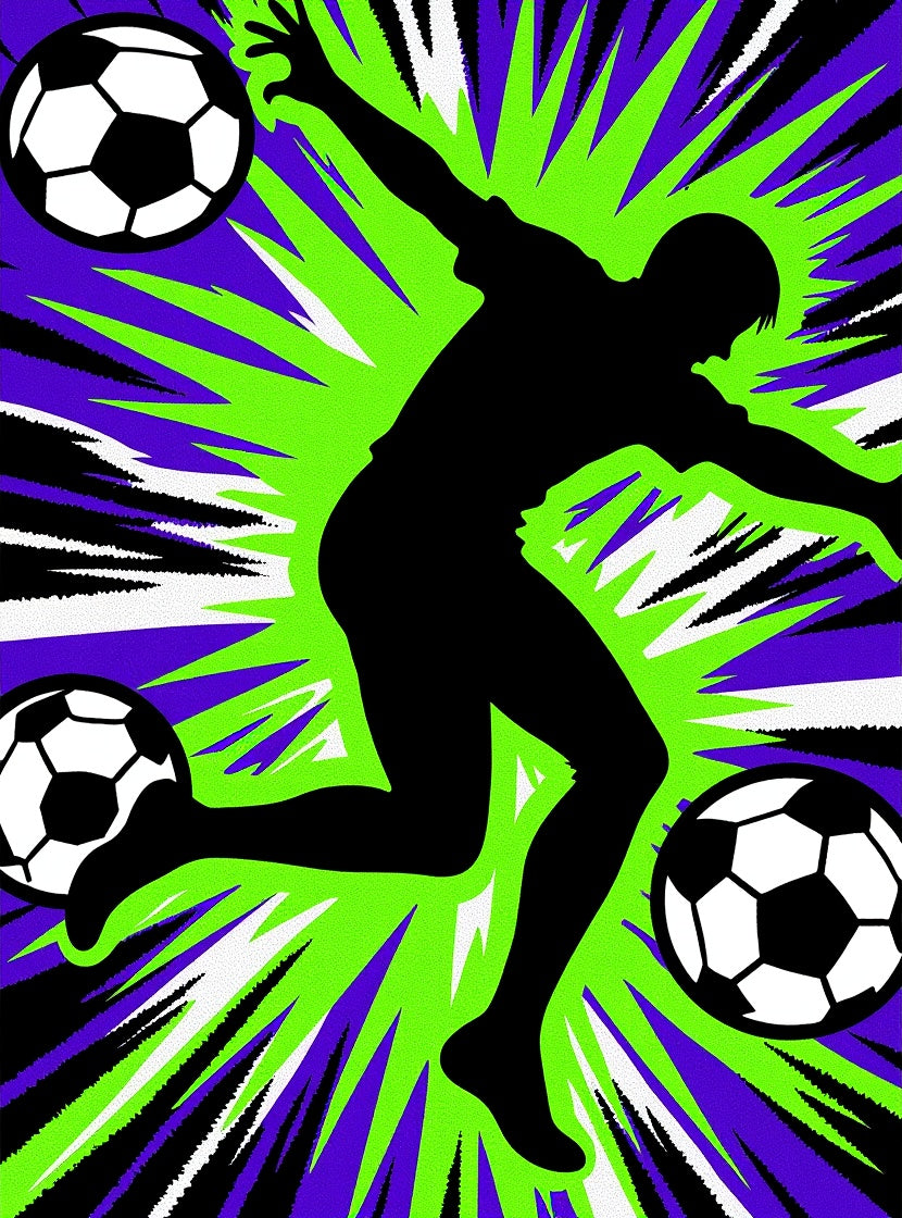 Dynamic Soccer Player Burst Rug