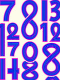 Retro Blue Pink Number Collage Rug