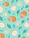 Aqua Orange Seashell Marine Life Rug