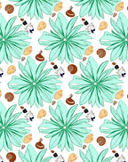 Mint Green Blooming Starbursts Scattered Elements Rug